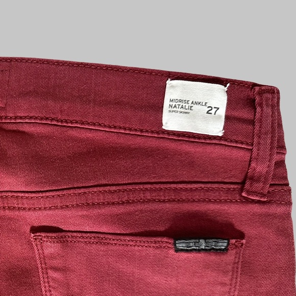 Hudson Jeans Women's Burgundy Midrise Ankle Natalie Skinny Stretch Jeans - Picture 6 of 9